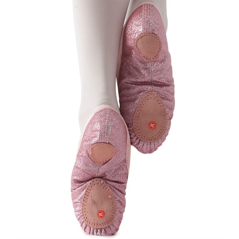 MSMAX Ballet Shoes Wedding Party Dance Flats for Girls Pink 9 M US Toddler - Image 5